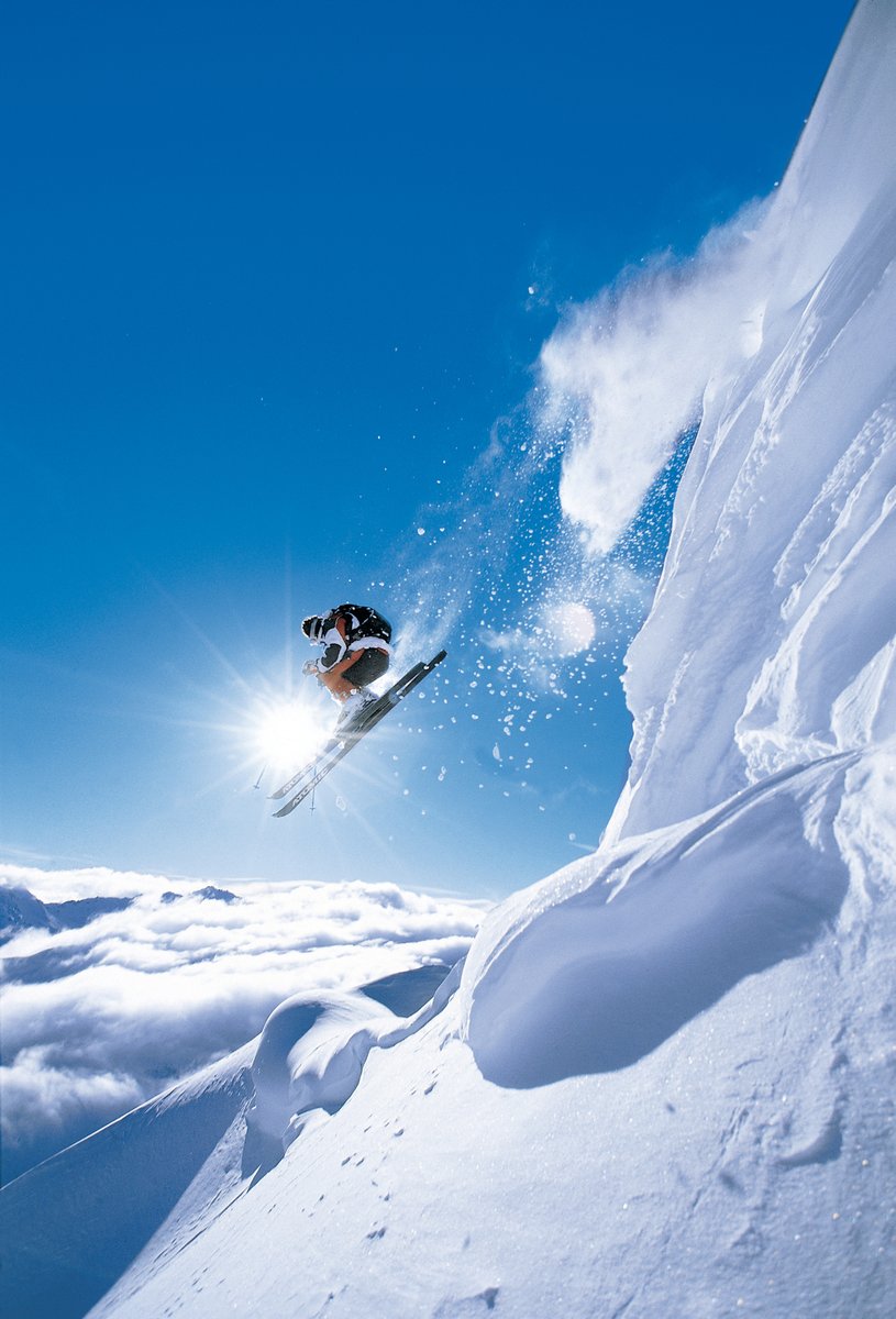 Skiing Skier in Mid Air